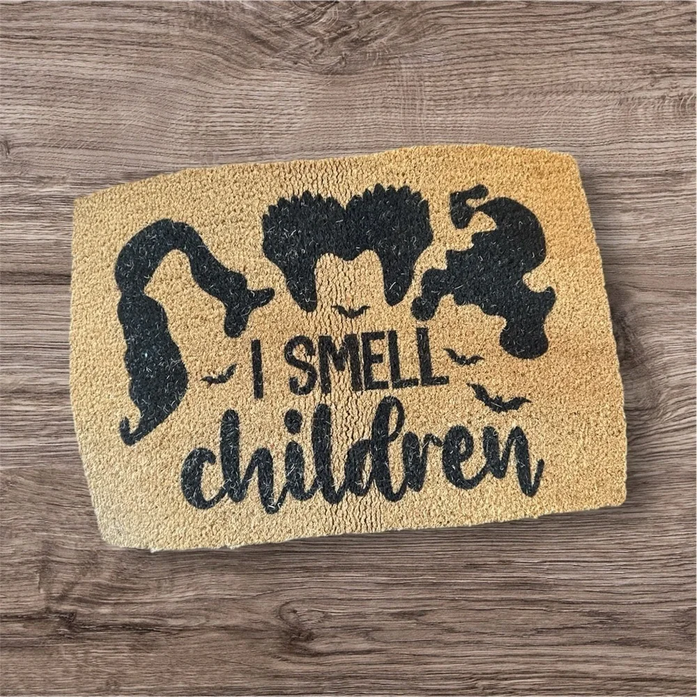 NWOT- Halloween Themed Doormat with Black Text